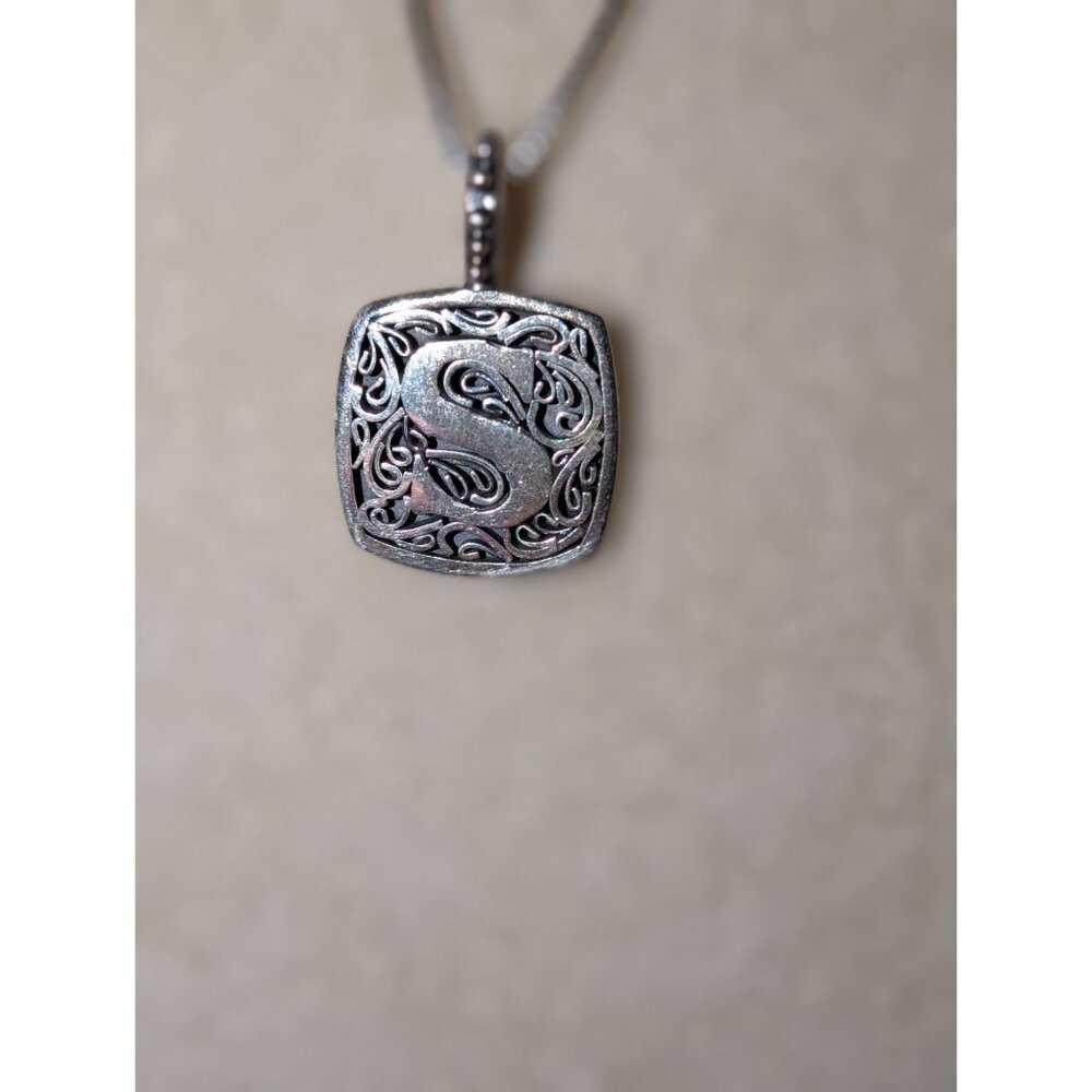 Lori Bonn Sterling Silver "S Is For Stylish" Slide Charm Necklace 925 Vintage
